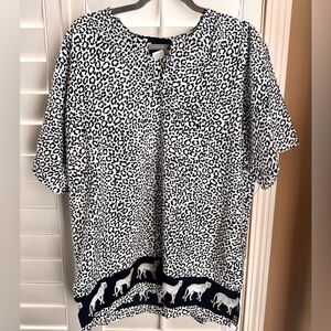 Rima Terivoile Leopard Print Tunic Top 2X XXL Cheetah Border Resort Beach